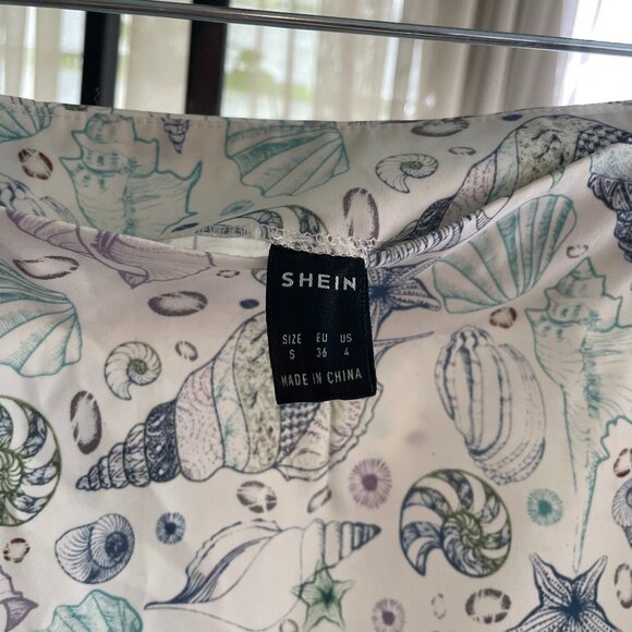 NWOT SHEIN Seashell Lilly Style Tennis Skirt White Blue Size Small US 4 - Picture 3 of 3